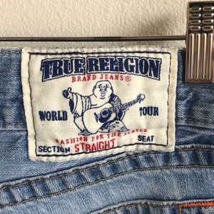 True Religion Straight Worn Distressed Jeans 33"